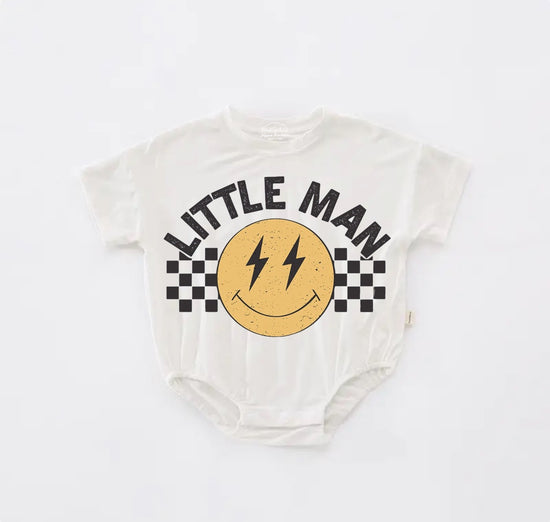 Little Man Retro Baby Boy t-shirt Bubble Romper Hippo Boutique