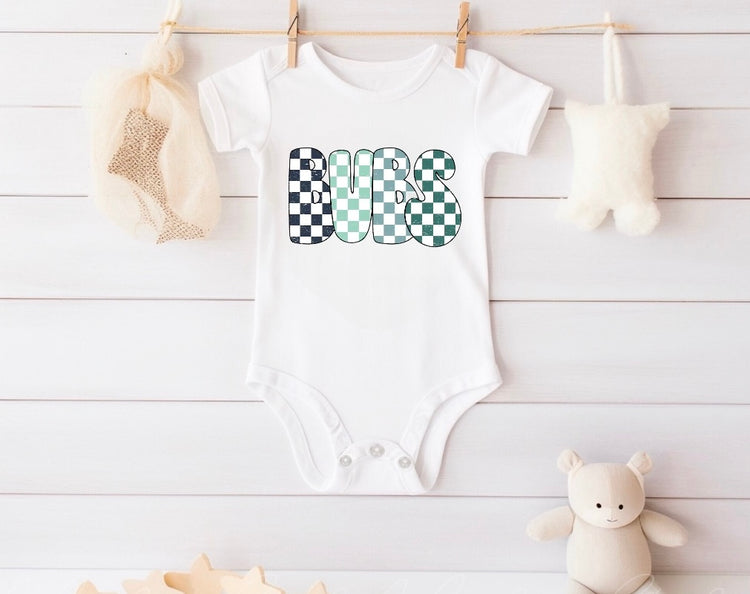 Checkered Bubs newborn baby bodysuit romper Hippo Boutique