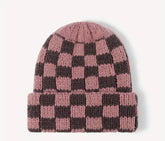 Checkered Print Knit Beanies Hippo Boutique