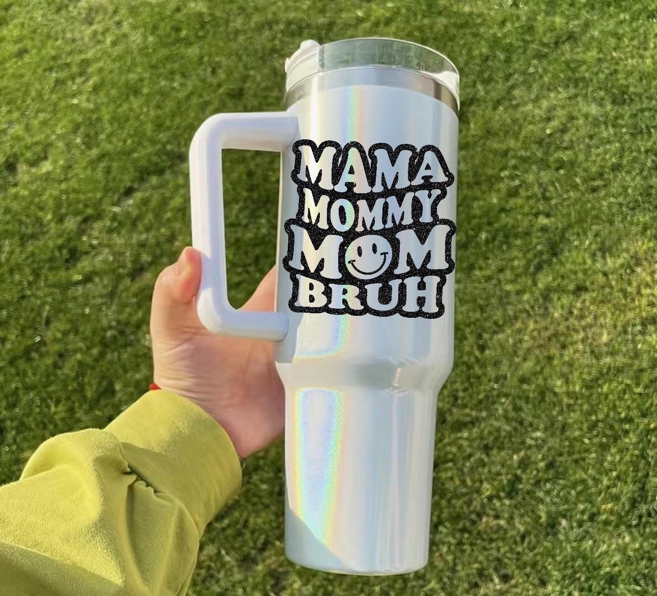 Glitter Mama Mommy Mom Bruh 40oz Shimmer Tumbler with Handle Hippo boutique