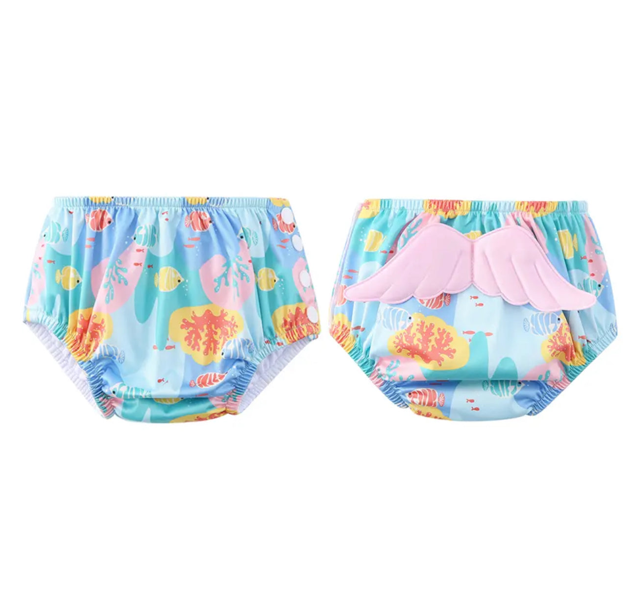 Fish Baby Girl Swim Diapers Wings Hippo Boutique