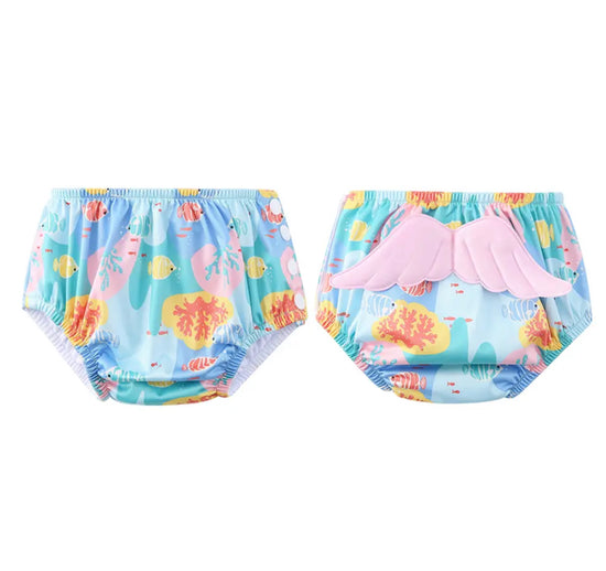 Fish Baby Girl Swim Diapers Wings Hippo Boutique
