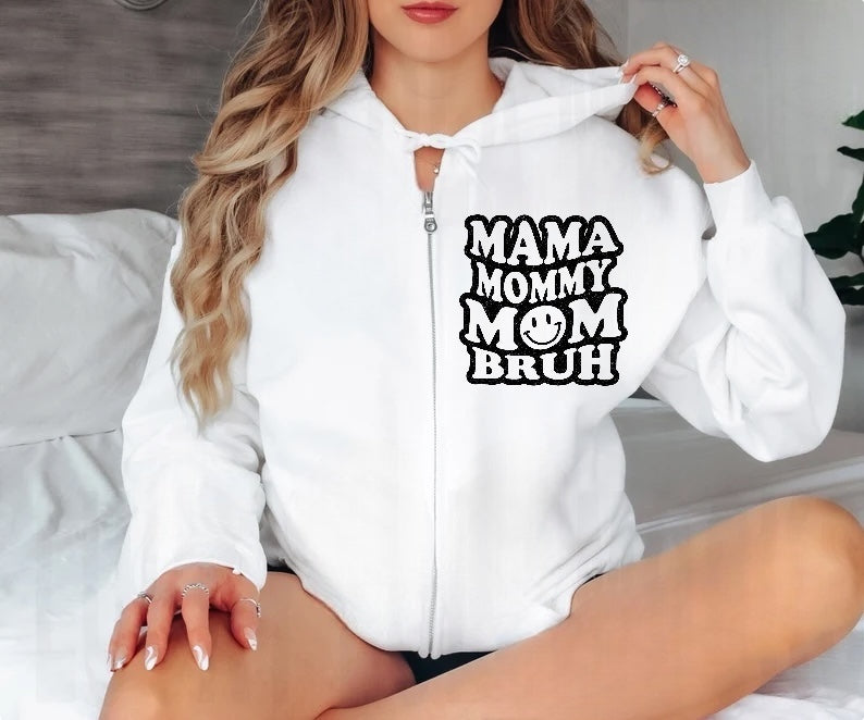 Mama Mommy Mom Bruh Zip Up Hoodie Hippo Boutique