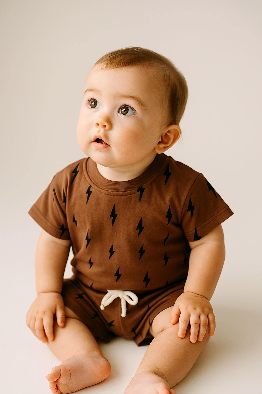 Lighting & Brown Checkered T-Shirt & Shorts outfit Hippo Boutique