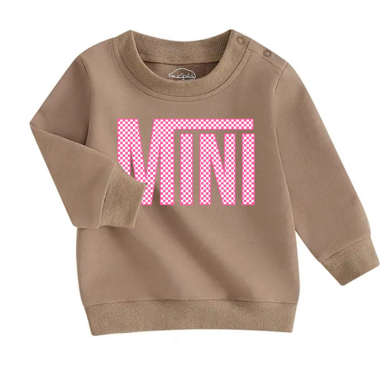 Pink Checkered Mini Baby & toddler sweatshirt Hippo Boutique