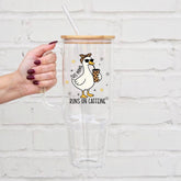 This Mama Runs on Caffeine Goose glass Tumbler Hippo Boutique