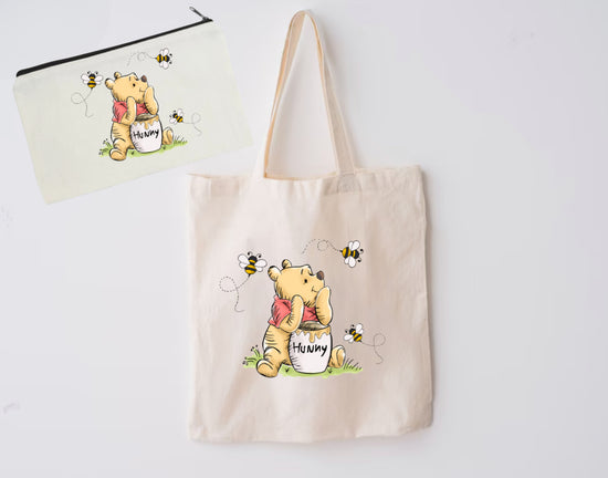 Bear honey bees Tote Bag & Matching Pouch Hippo Boutique