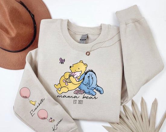 Custom Mama Bear Sweatshirt with children’s name on sleeve Hippo Boutique