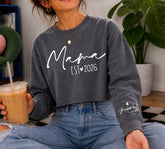 Cropped Sweatshirt - Custom Mama est with kids names Hippo Boutique