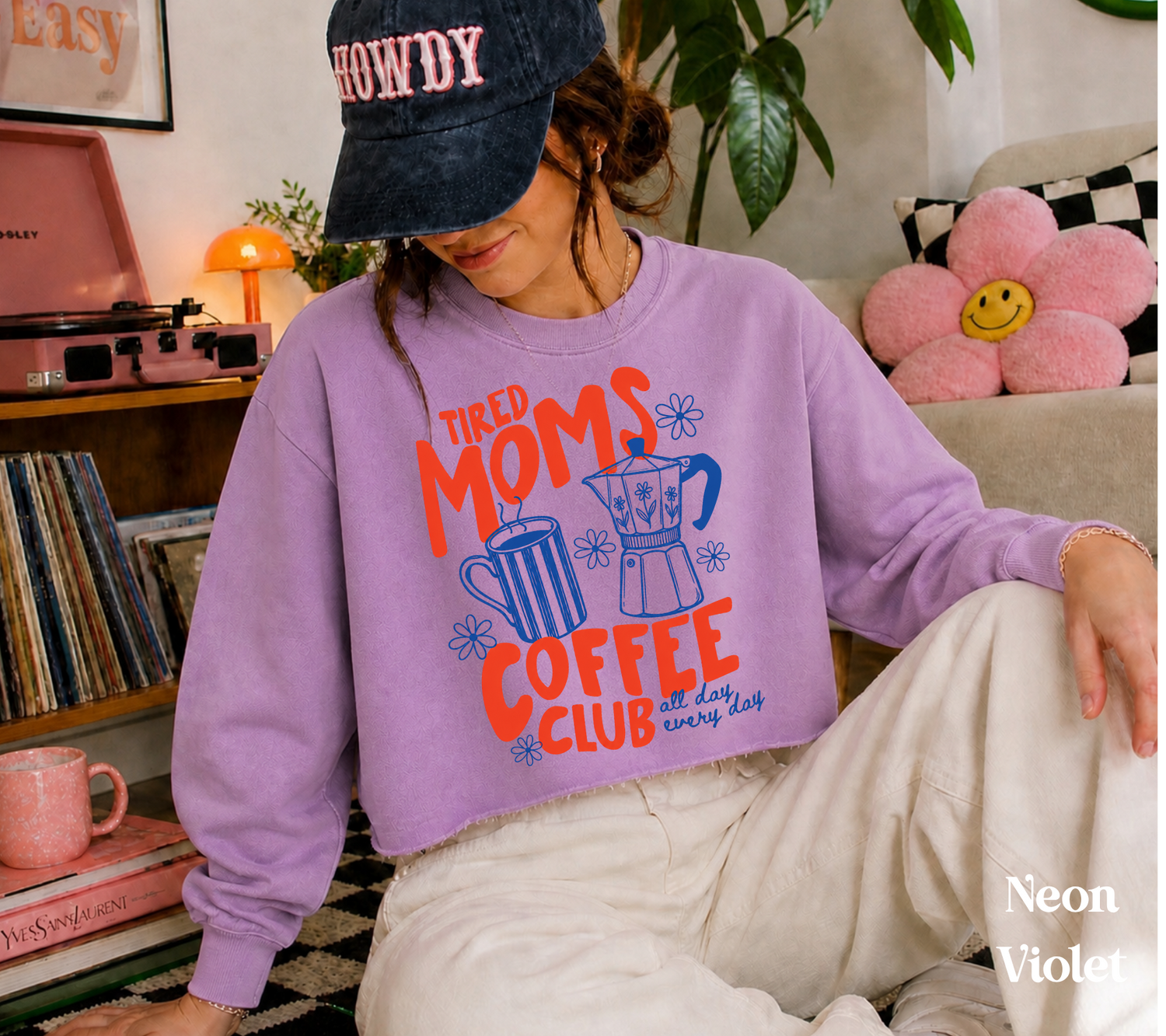 Cropped Sweatshirt - Tired Moms Coffee club Hippo Boutique