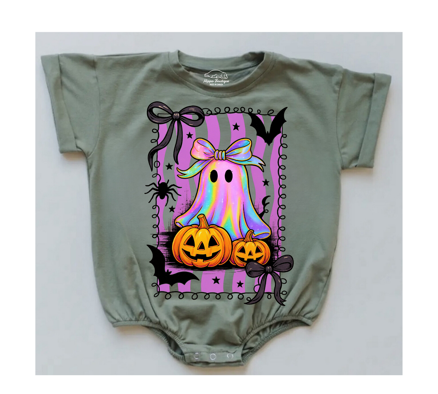 Ghost Coquette Halloween Baby t-shirt Bubble Romper Hippo Boutique