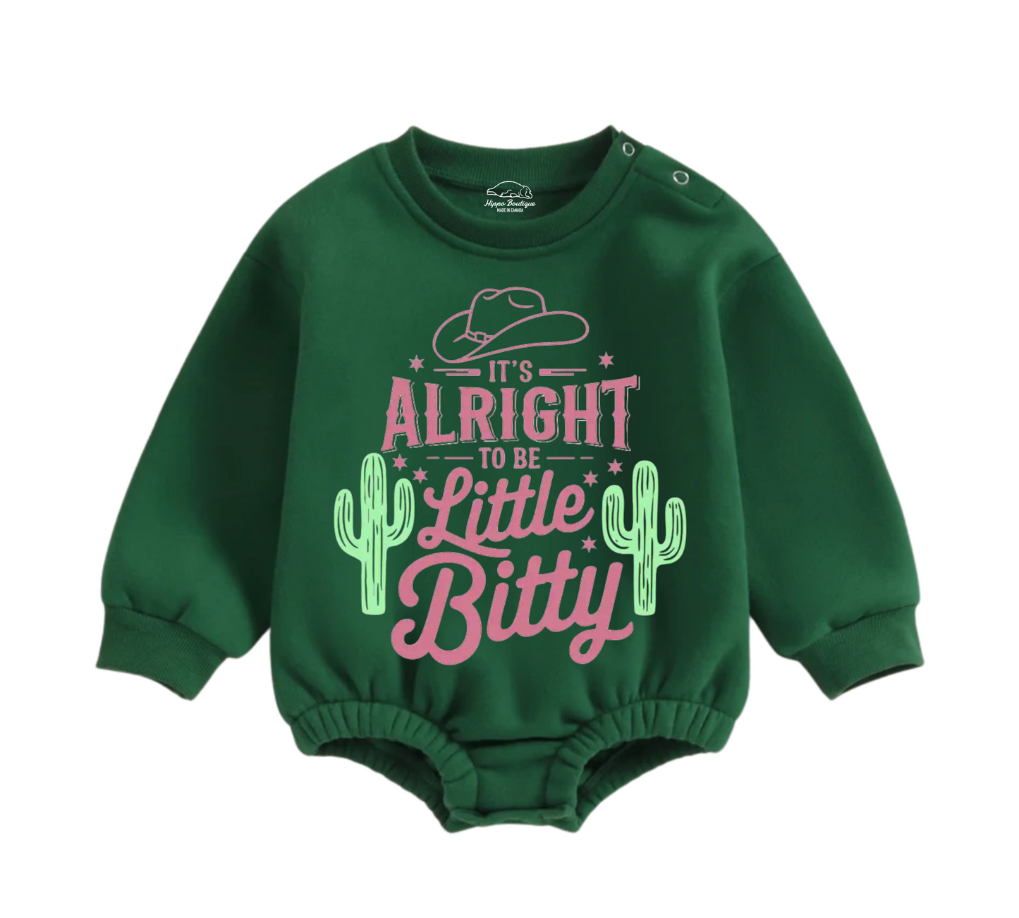 Soft warm fleece oversized Romper - Itty Bitty Cowboy Hippo Boutique
