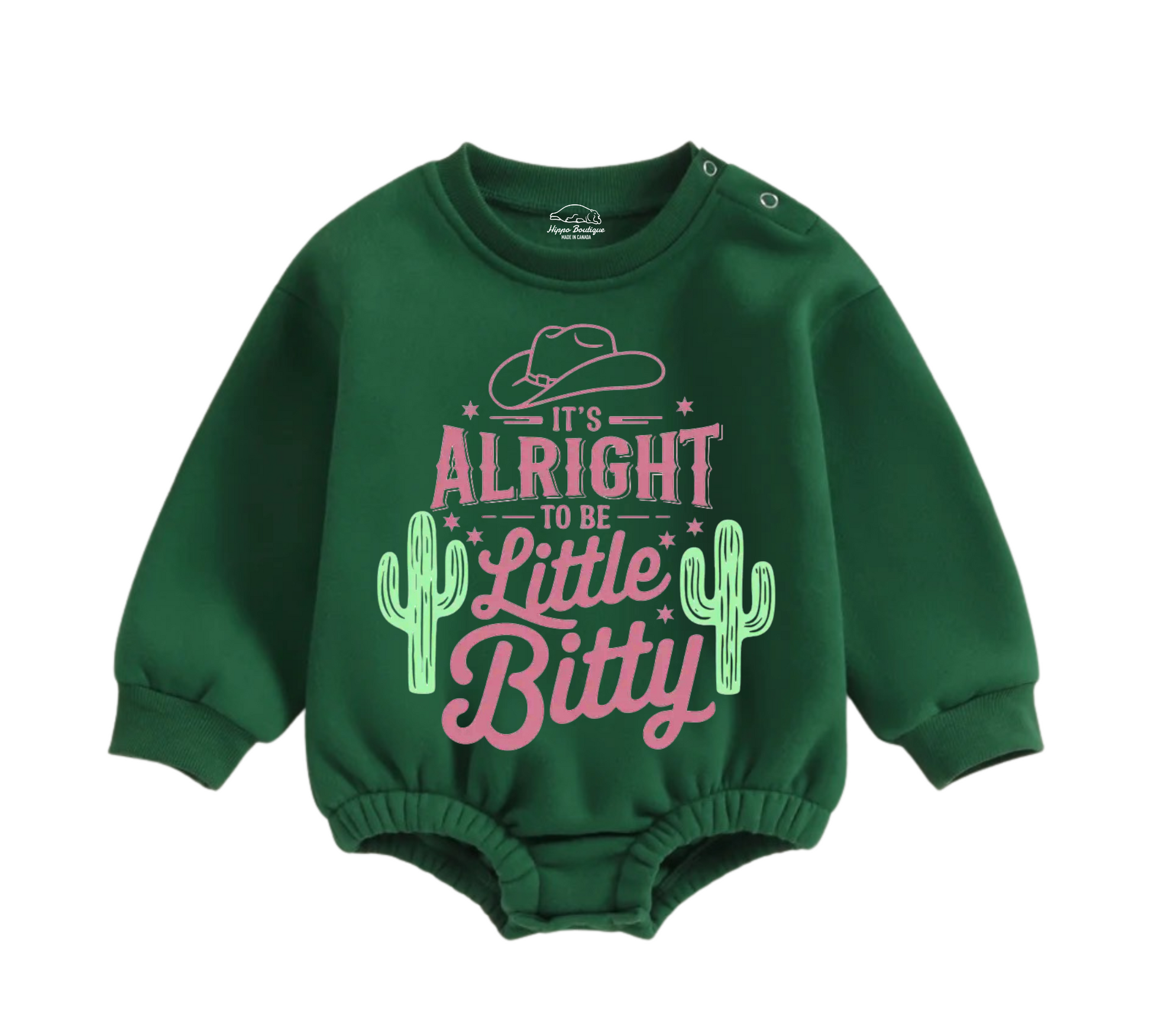 Soft warm fleece oversized Romper - Itty Bitty Cowboy Hippo Boutique