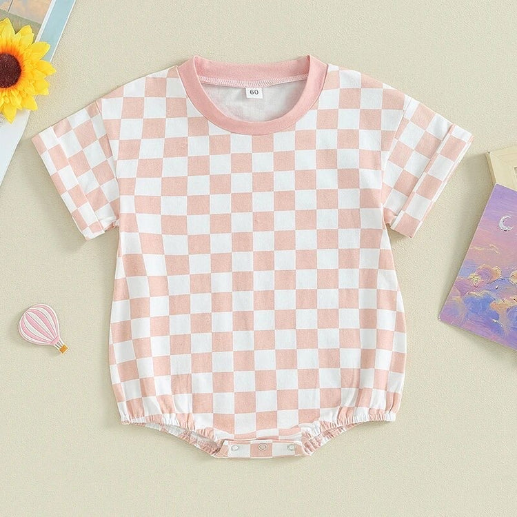 Baby Checkered T-Shirt Romper Hippo Boutique