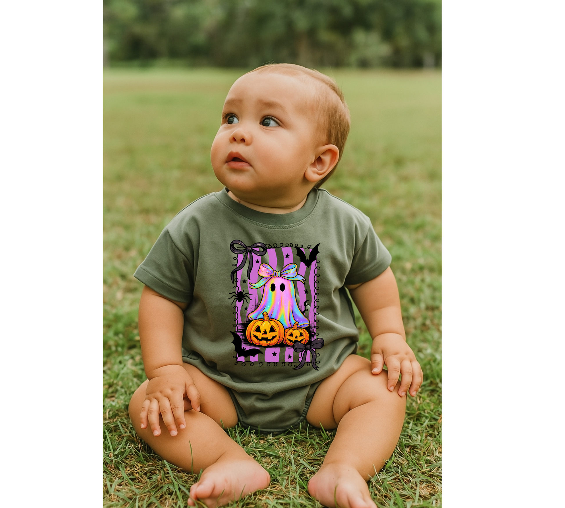 Ghost Coquette Halloween Baby t-shirt Bubble Romper Hippo Boutique