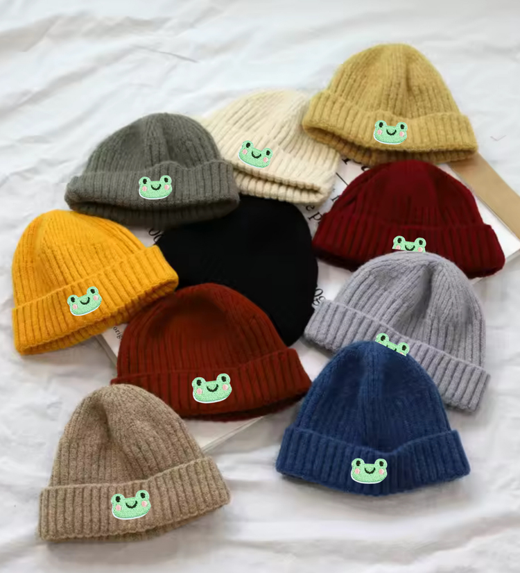 Smiley Frog Knit Baby Winter Hat Hippo Boutique