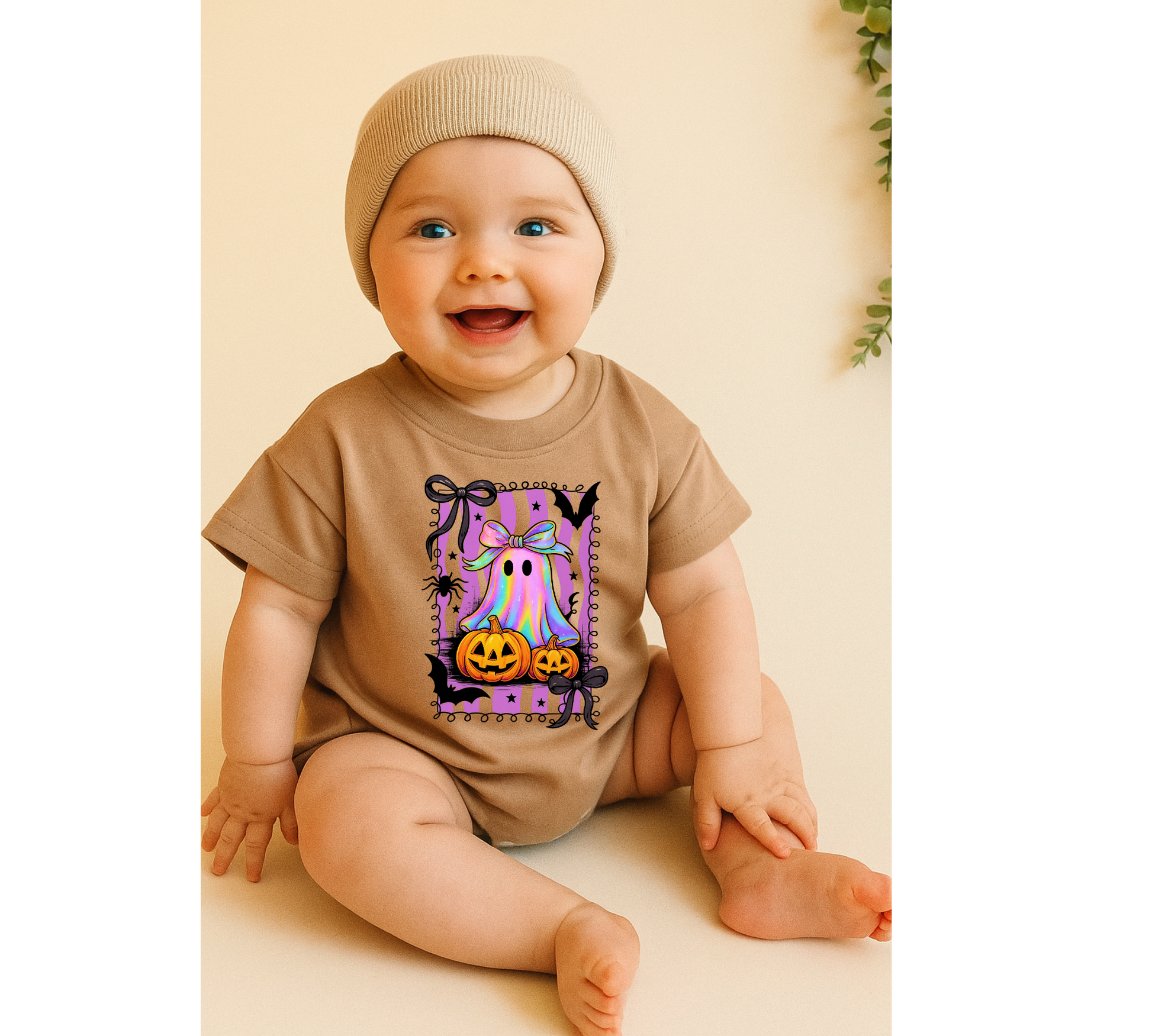Ghost Coquette Halloween Baby t-shirt Bubble Romper Hippo Boutique