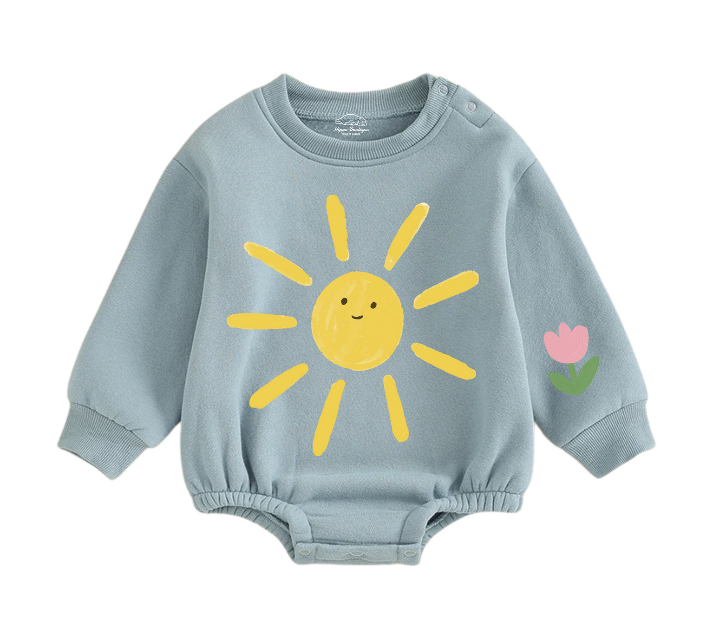 Soft warm fleece oversized Romper - Rainbow Hippo Boutique