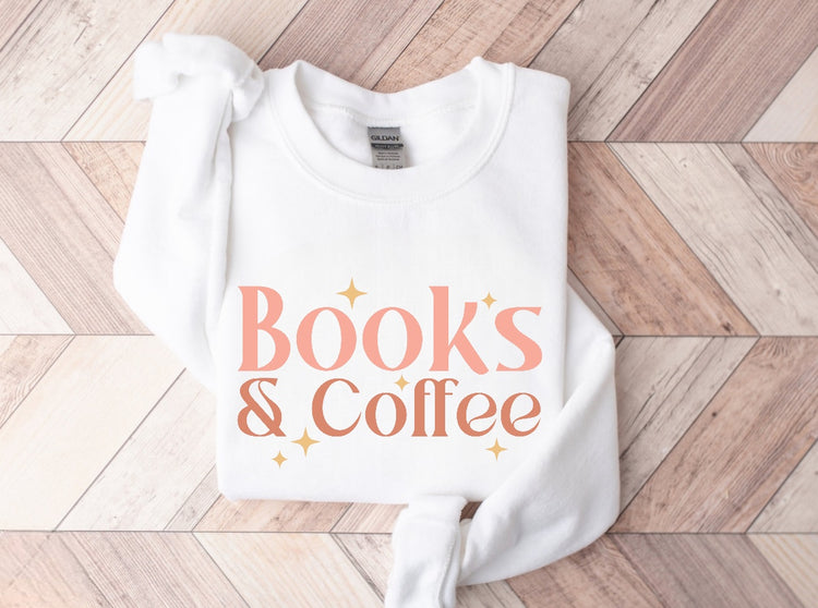 Books & Coffee Sweatshirt Hippo Boutique