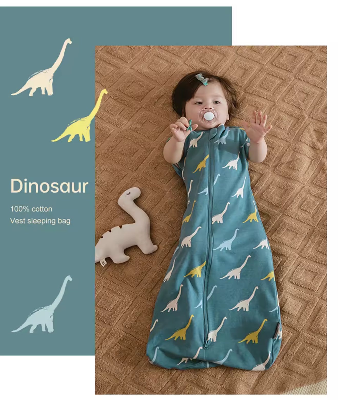 Newborn Baby 100% Organic Cotton Swaddle Sleep sack - 1 Tog Hippo Boutique