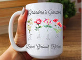 Mama’s Garden Personalize Birth Flower and kids names coffee mug Hippo Boutique