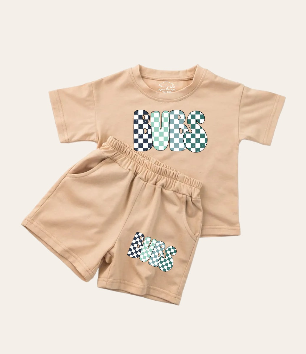 Checkered Bubs Baby Boy T-Shirt & Shorts outfit Hippo Boutique