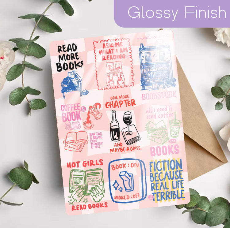 Kindle Insert - Green Checkered Hand Drawn Bookish Hippo Boutique