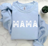 Custom Mama Sweatshirt with children’s name on sleeve - Distressed Hippo Boutique