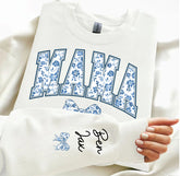 Custom Mama Floral Sweatshirt with children’s name on sleeve Hippo Boutique