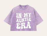 In My Auntie Era Stone Washed 100% Cotton Oversized Cropped T-Shirts Hippo Boutique