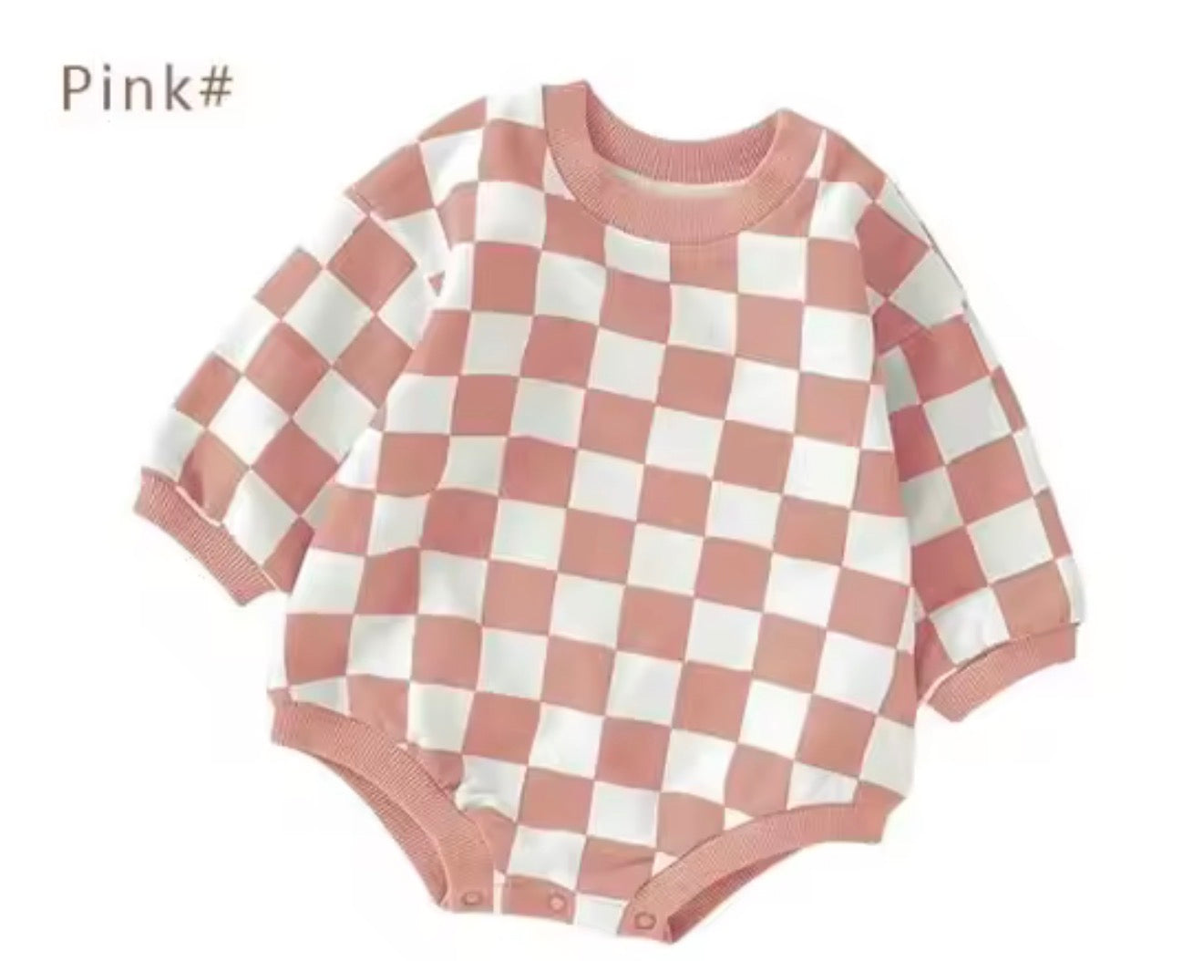 Checkered Print Sweatshirt Romper Hippo Boutique