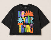 Oversized Washed Cropped T-Shirts - Do your thing Hippo Boutique