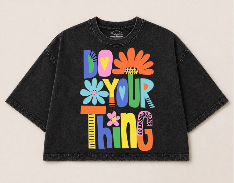 Oversized Washed Cropped T-Shirts - Do your thing Hippo Boutique