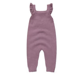 Baby Ruffled Knit Suspender romper bodysuit Hippo Boutique