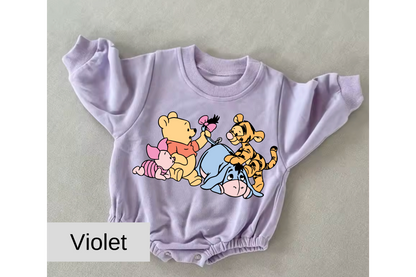 Pooh friends baby Oversized Sweatshirt Romper Hippo Boutique