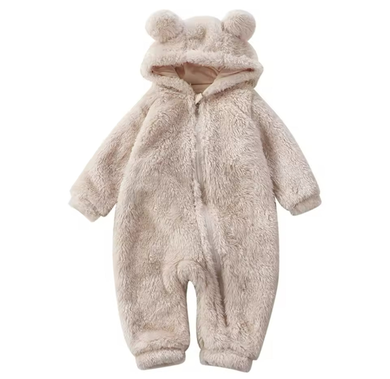 Furry Teddy Bear Baby Snowsuit One Piece Hippo Boutique