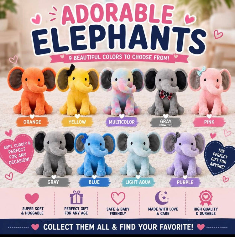Personalized Baby Birth Stats Elephant – Custom Name & Newborn Keepsake Hippo Boutique
