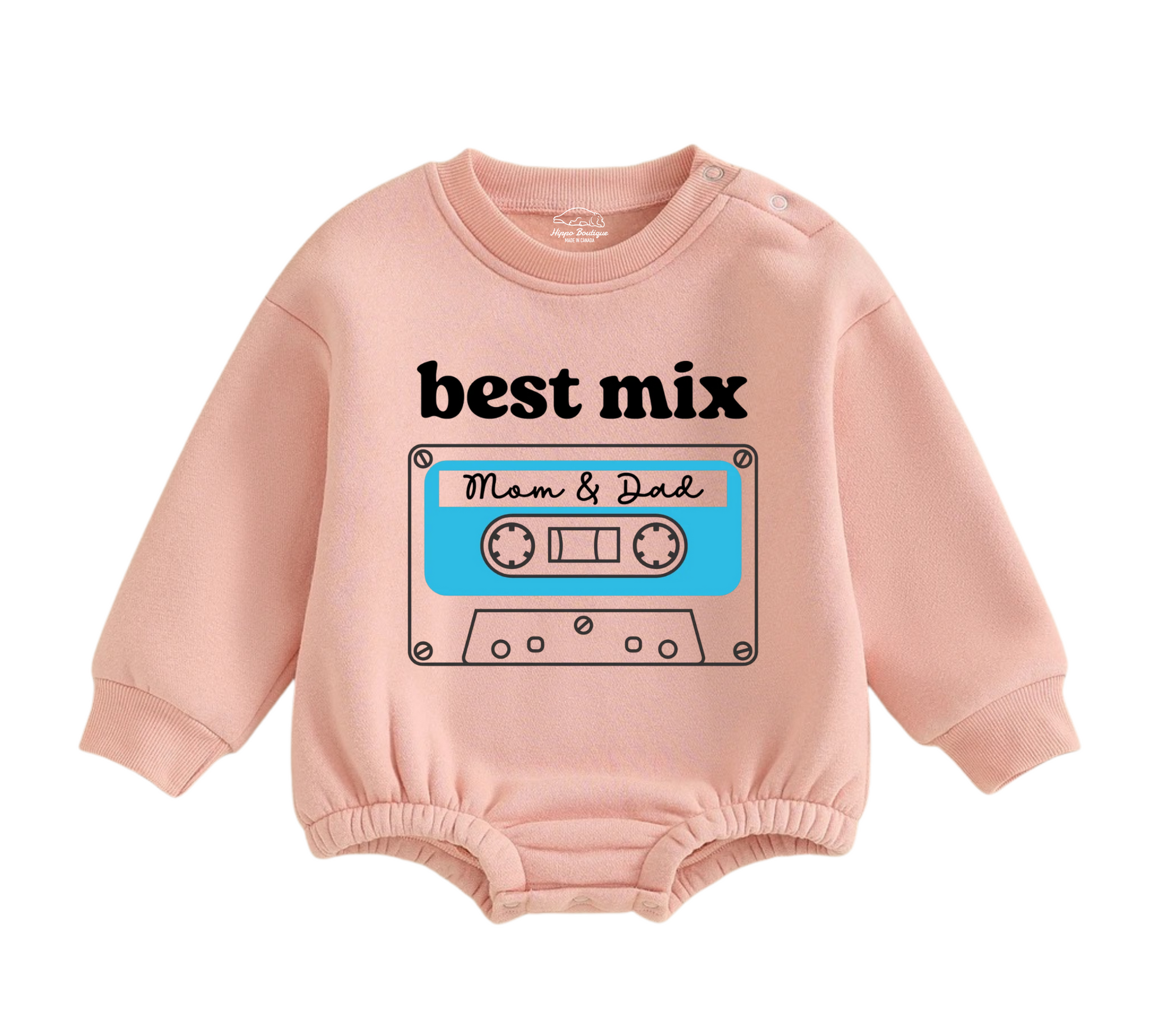 Soft warm fleece oversized Romper - Best Mix Tape Hippo Boutique