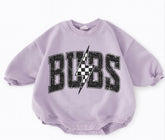Baby Cotton Sweatshirt Romper - Bubs Lightning Hippo Boutique