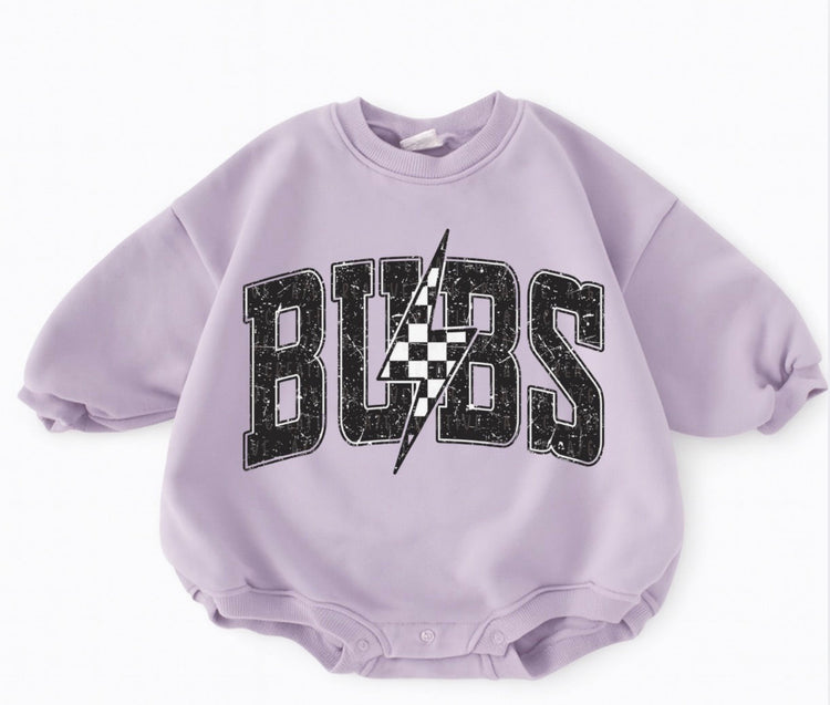 Baby Cotton Sweatshirt Romper - Bubs Lightning Hippo Boutique