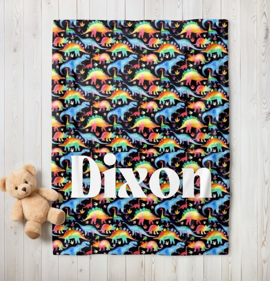 Dinosaur Baby Name Blanket Custom Hippo Boutique