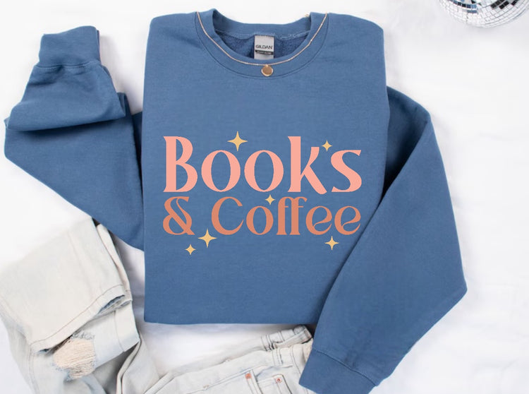 Books & Coffee Sweatshirt Hippo Boutique