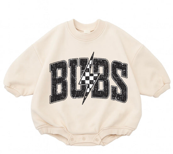Baby Cotton Sweatshirt Romper - Bubs Lightning Hippo Boutique