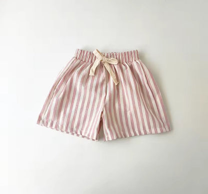 Toddler Striped Linen Cotton Shorts Hippo Boutique