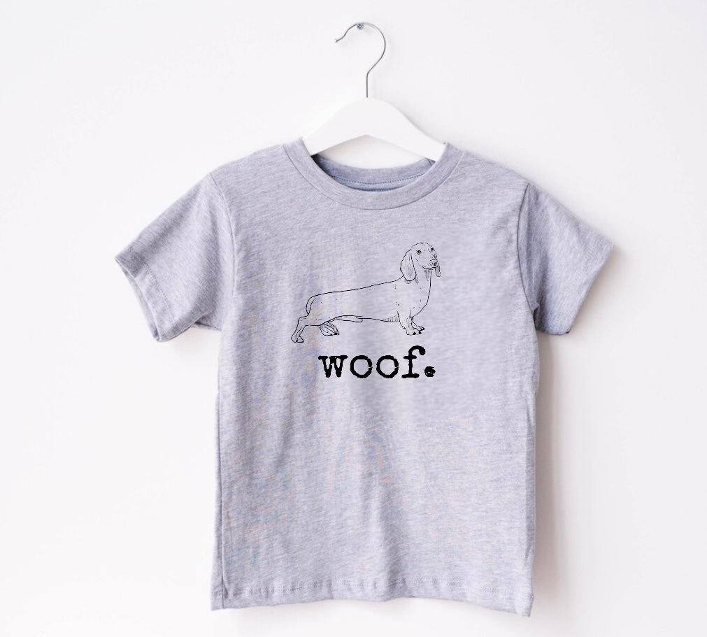 Woof Dog Baby & Toddler tshirt Hippo Boutique