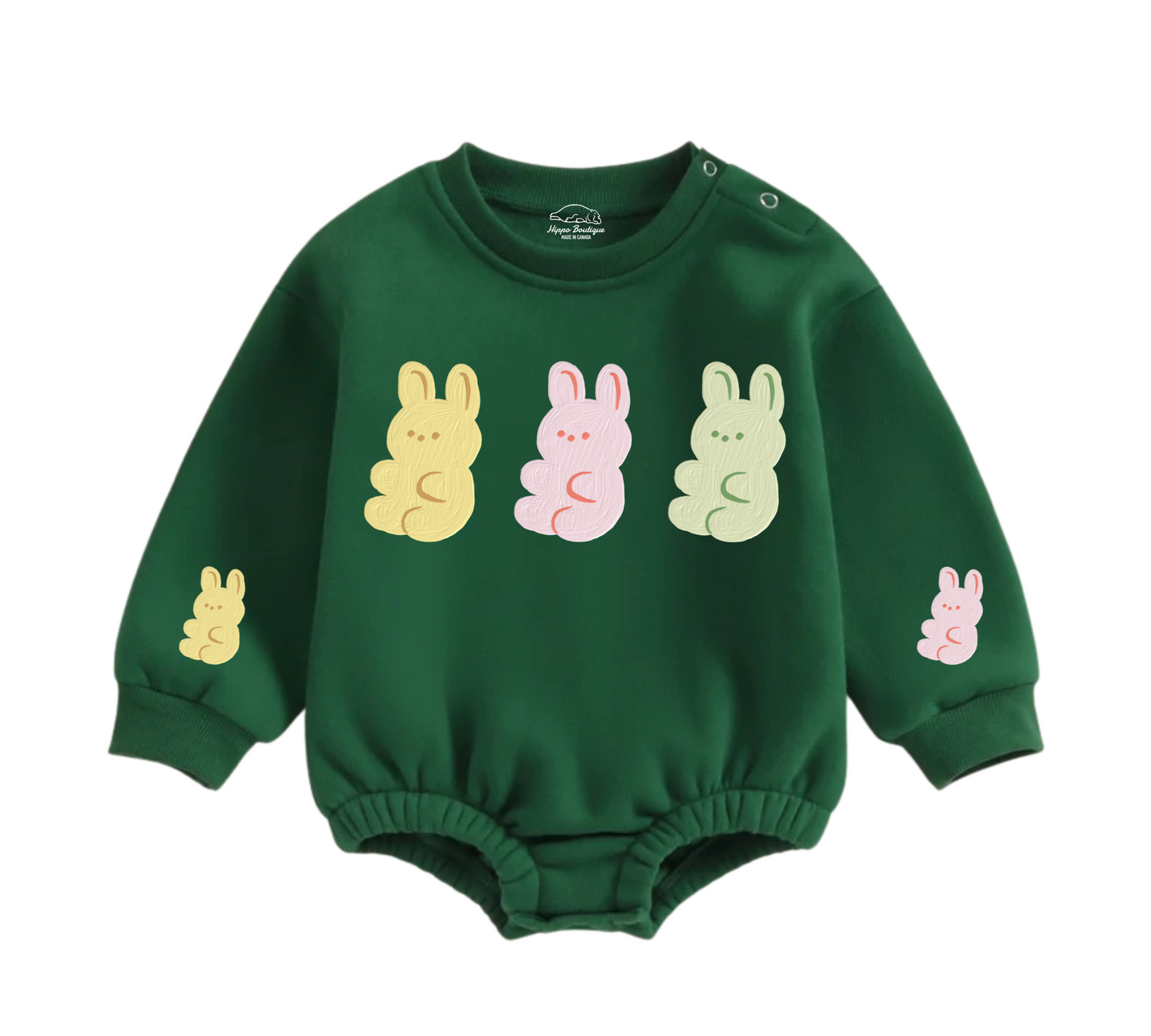 Soft warm fleece oversized Romper - Bunnies