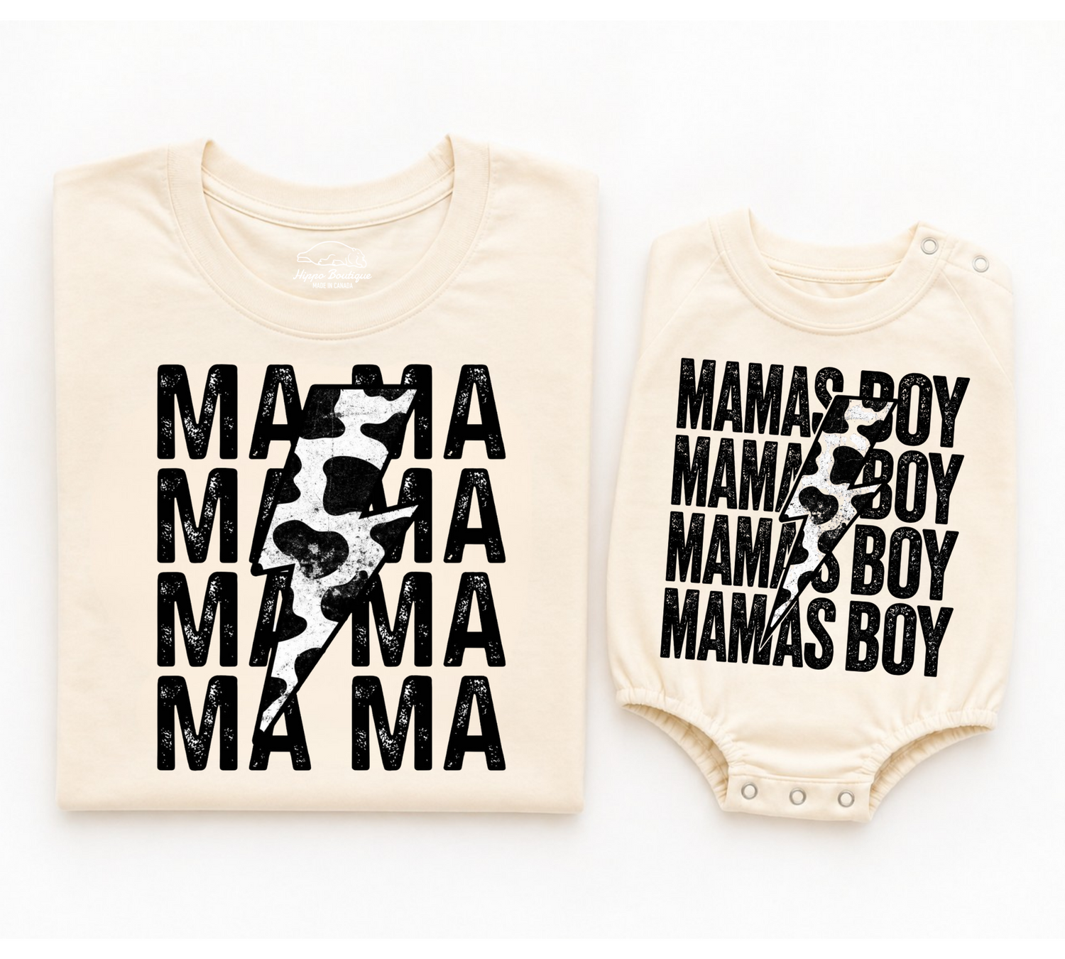 Mama & Mini Matching T-Shirts & Romper - Mama’s Boy Hippo Boutique