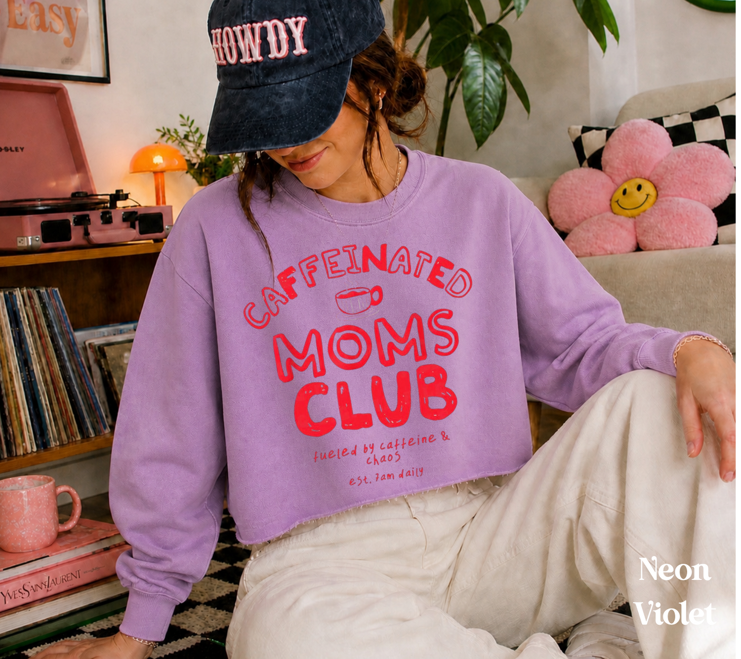 Cropped Sweatshirt - Caffeinated Moms Club Hippo Boutique