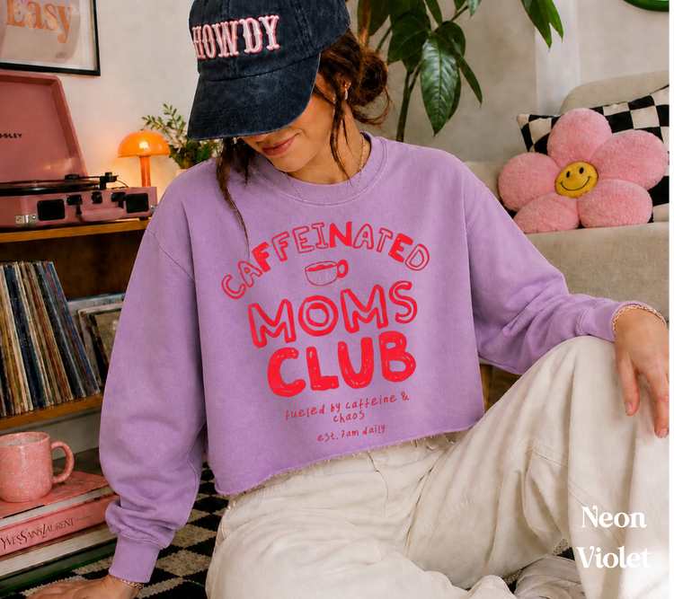 Cropped Sweatshirt - Caffeinated Moms Club Hippo Boutique
