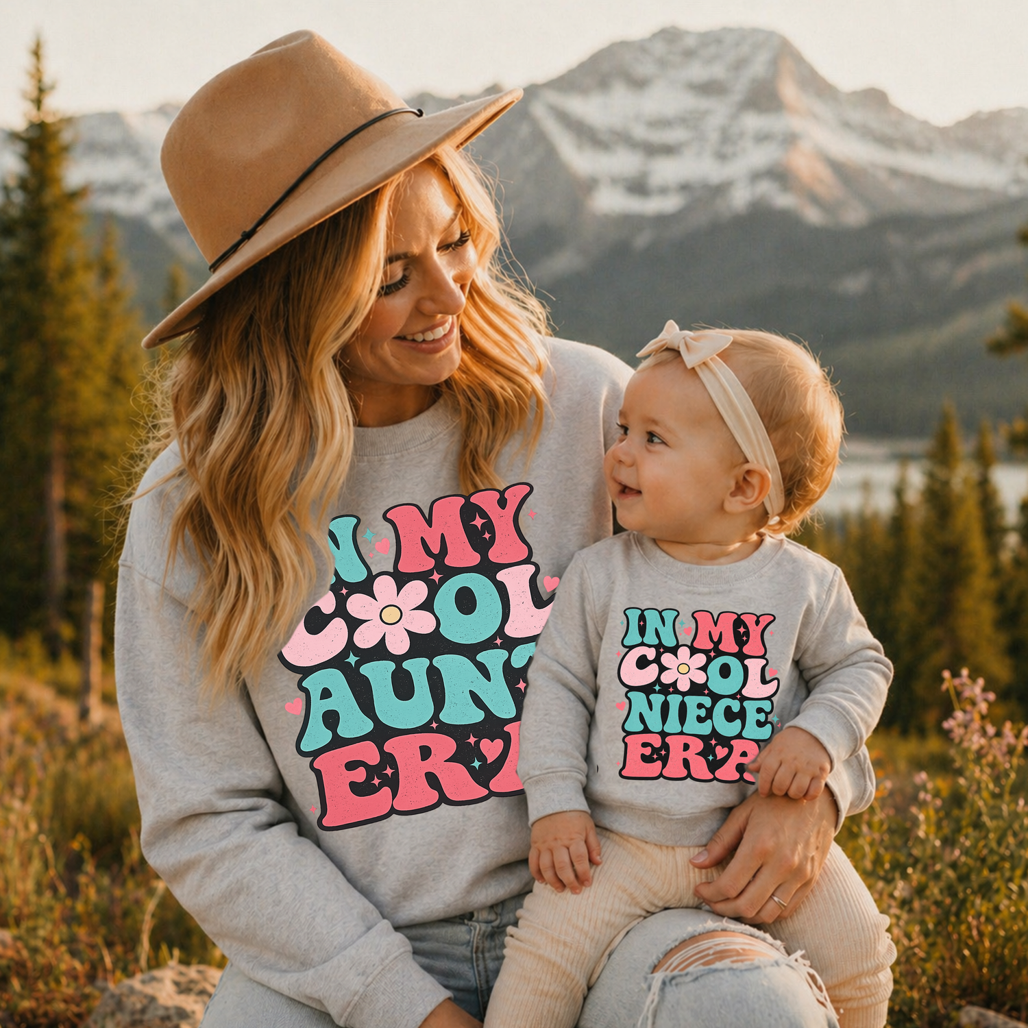 Aunt & Mini Matching Sweatshirts - In my cool Aunt Era Hippo Boutique